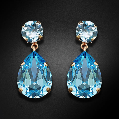 Auskarai "Kristalo Lašas IV (Akvamarino Mėlyna)" su Swarovski™ kristalais